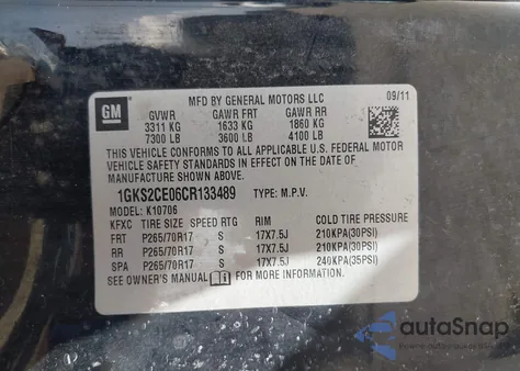 2012 GMC Yukon Slt z USA, uszkodzony, nr VIN 1GKS2CE06CR133489